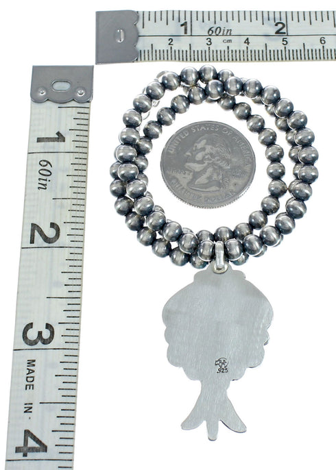 Turquoise Sterling Silver Old Pawn Navajo Bead Necklace NX11483
